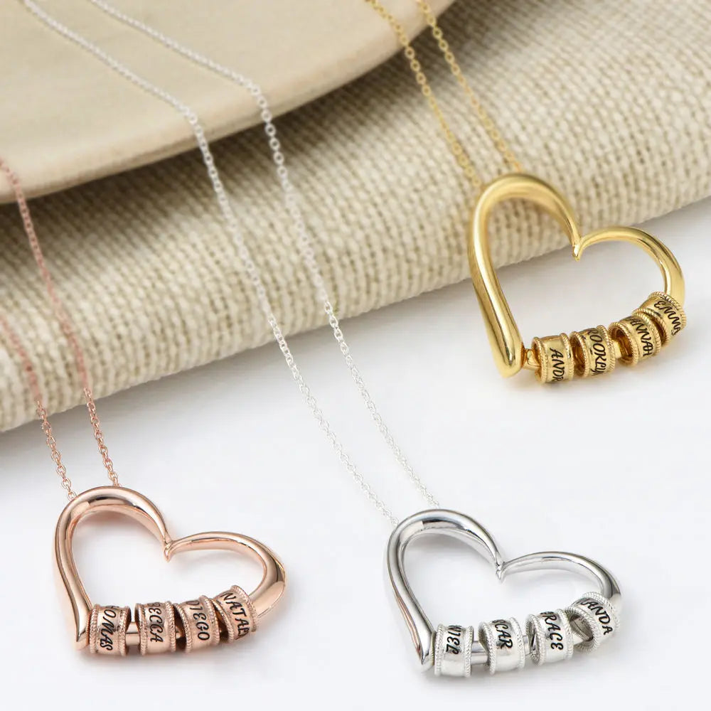 Collier Cœur Personnalisable – 5 Prénoms Gravés, Cadeau d’Amour